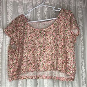 Floral Short Sleeve Cropped Top